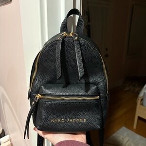 Marc Jacobs Black Backpack with Gold Accents